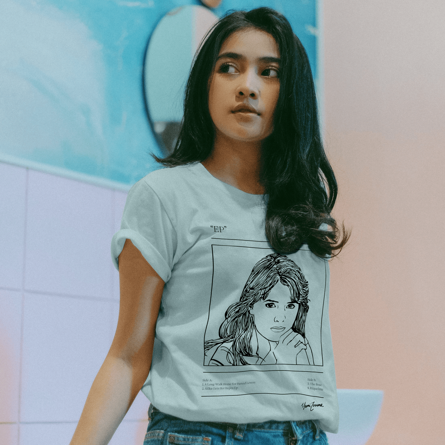 slate green ‘ep i’ illustration tee