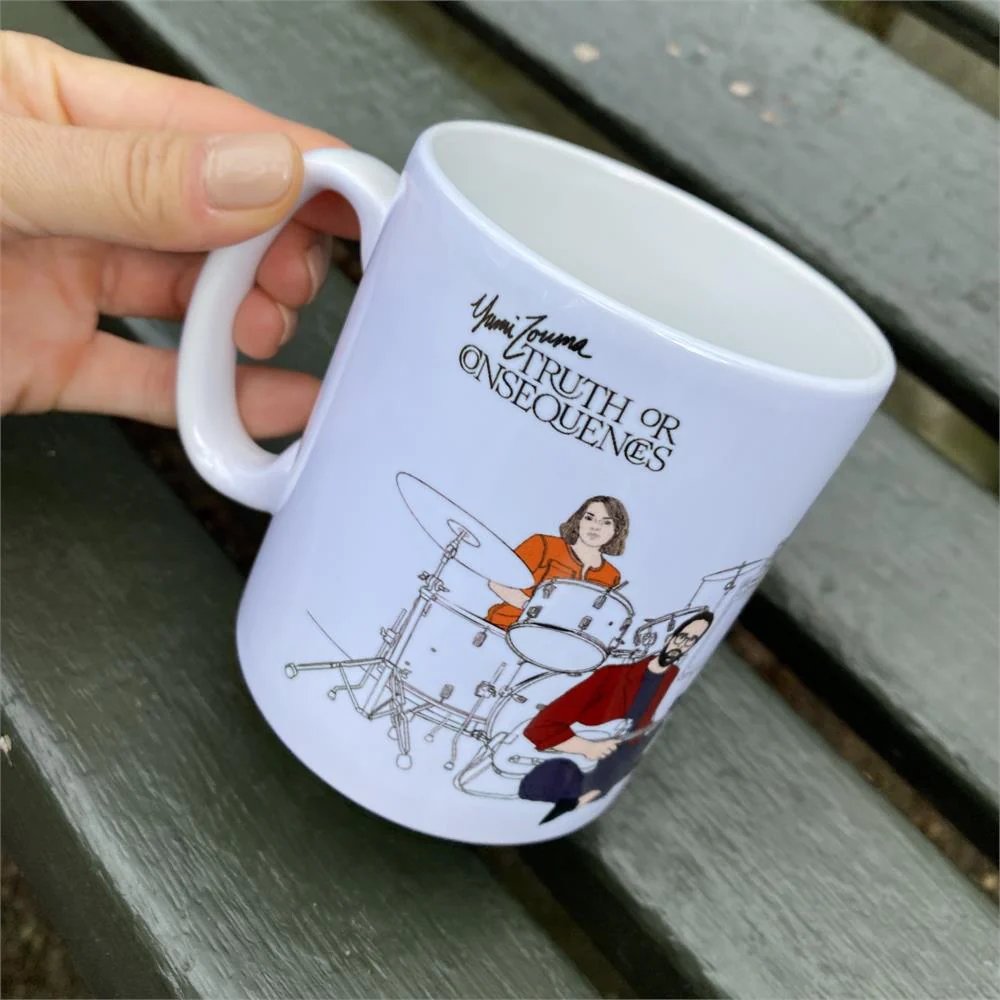 'truth or consequences' gatefold illustration coffee mug