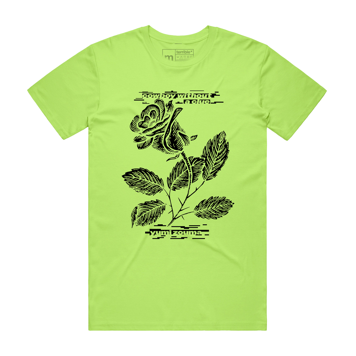 'Cowboy Without A Clue' Rose Tee - Neon Citrus