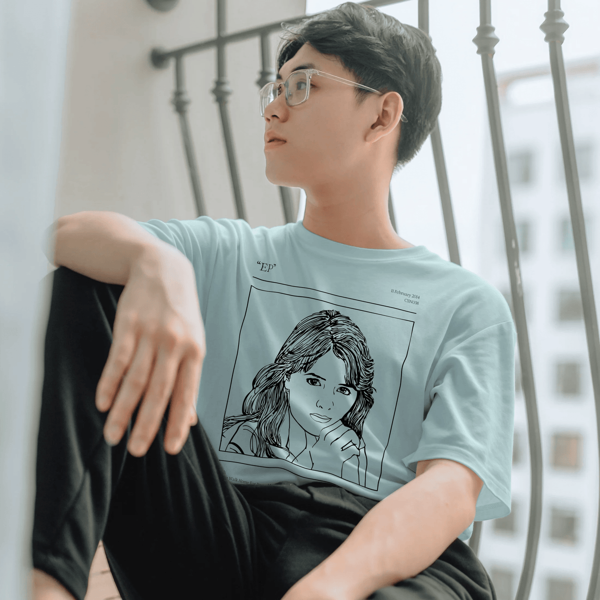 slate green ‘ep i’ illustration tee